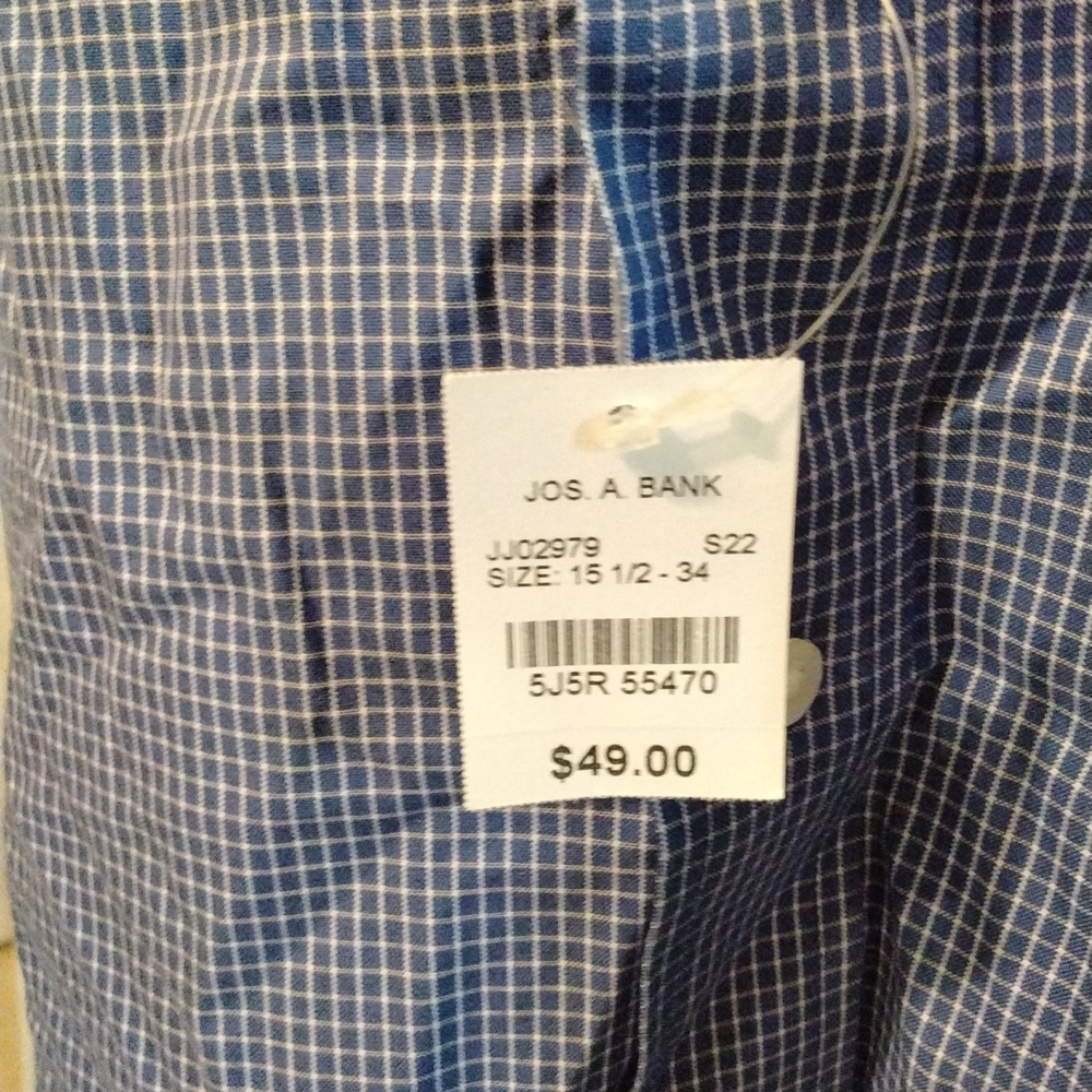 Men's Jos. A. Bank blue white stripe TravellerTraditional Fit Long Sleeve Shirt - Picture 3 of 4